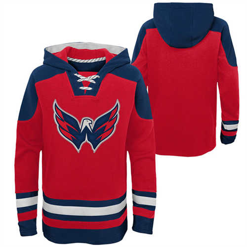 Washington Capitals Blank Red Ageless Must-Have Lace-Up Pullover Hoodie